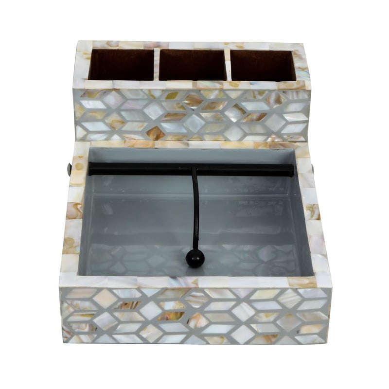 THE HOME CO. Enhance your home style The Home Co Mother of pearl no 6 grey white NapkinHolder  - Image 1