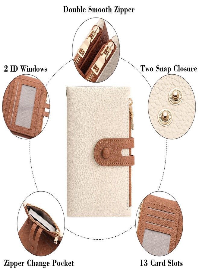 FALAN MULE Small Wallet for Women Leather RFID Blocking Wristlet Bifold Card Holder with Double Zipper Pockets - Image 4