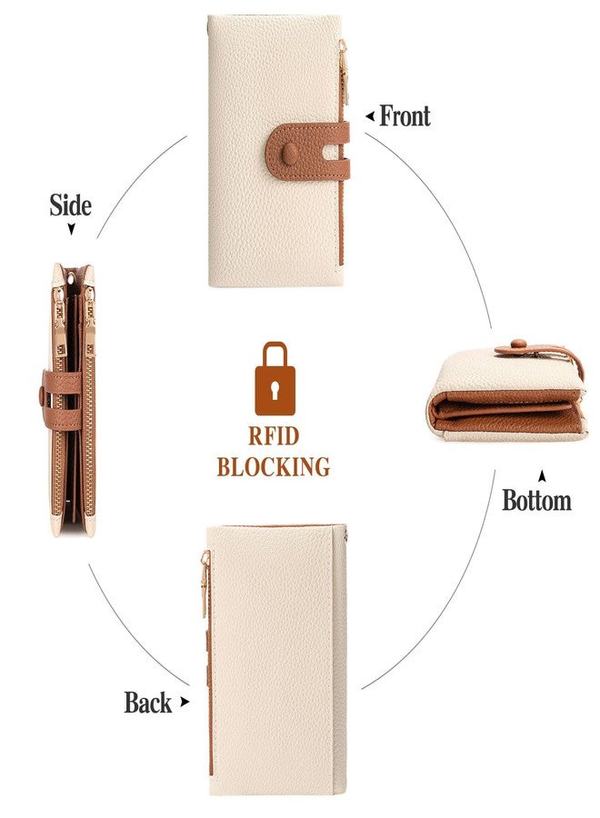FALAN MULE Small Wallet for Women Leather RFID Blocking Wristlet Bifold Card Holder with Double Zipper Pockets - Image 5