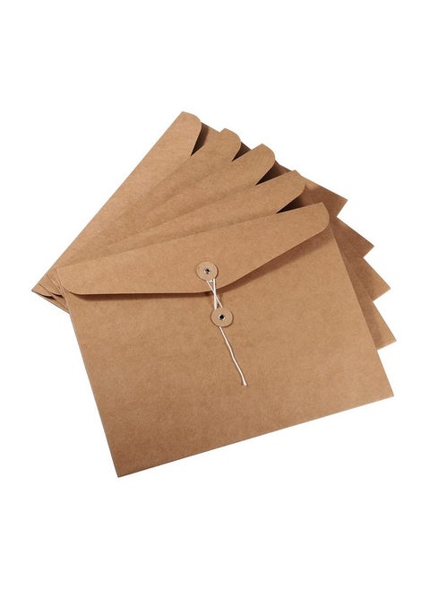 10 Pack String Envelope File Folder String Tie Closure Paper Pocket Folders Letter Size Bills Files Organizer For Office(Brown A4)