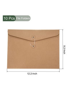 YOKIVE 10 Pack String Envelope File Folder String Tie Closure Paper Pocket Folders Letter Size Bills Files Organizer For Office(Brown A4)  - Image 2