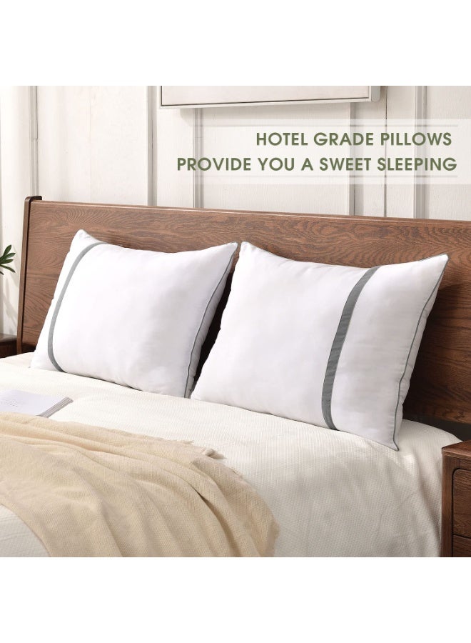 جيه زد اس وسائد JZS للسرير، عبوة من قطعتين، بديلة للريش الفندقي، فاخرة مخططة، بتصميم بسيط، مضادة للحساسية، مقاس كينج (50×90 سم) - Image 5
