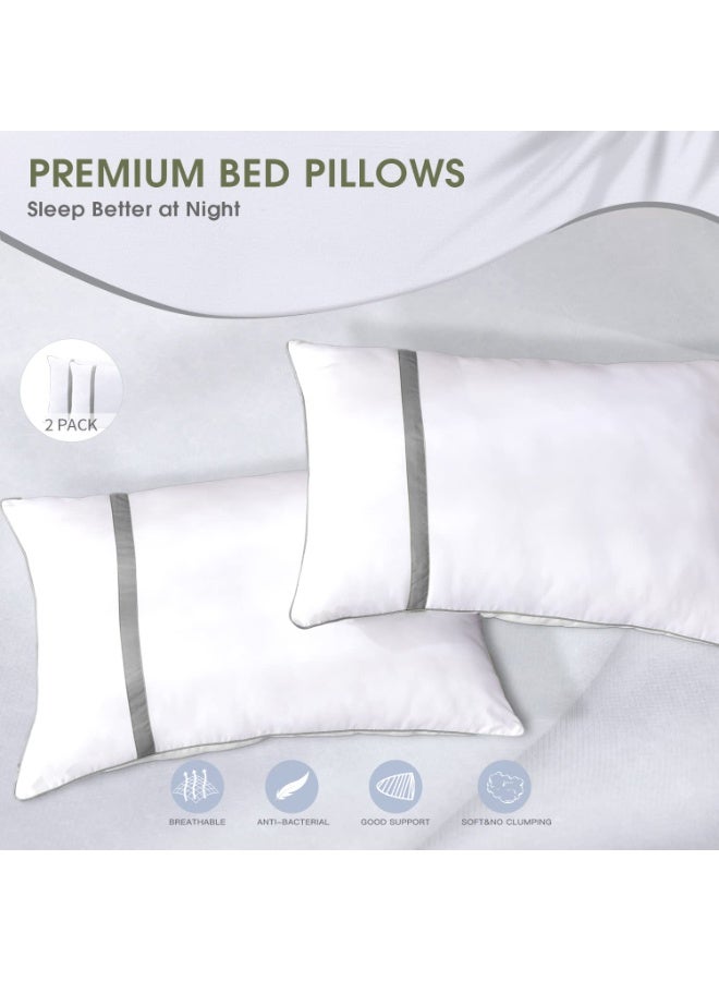 جيه زد اس وسائد JZS للسرير، عبوة من قطعتين، بديلة للريش الفندقي، فاخرة مخططة، بتصميم بسيط، مضادة للحساسية، مقاس كينج (50×90 سم) - Image 3