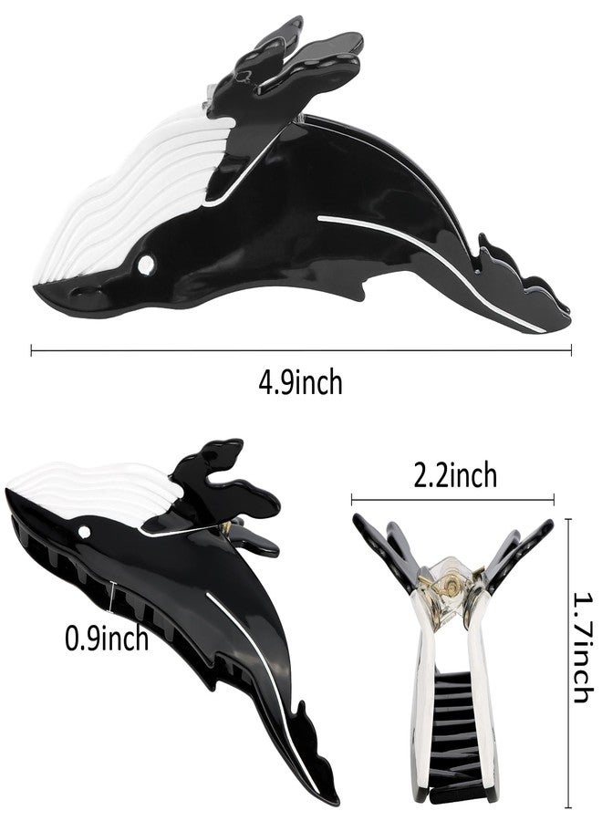 هابدو مشابك شعر على شكل حوت أسود، مشبك شعر هابدو اللطيف على شكل حيوان بحري للنساء والفتيات، إكسسوارات شعر بحرية من الأسيتات، هدية - Image 2