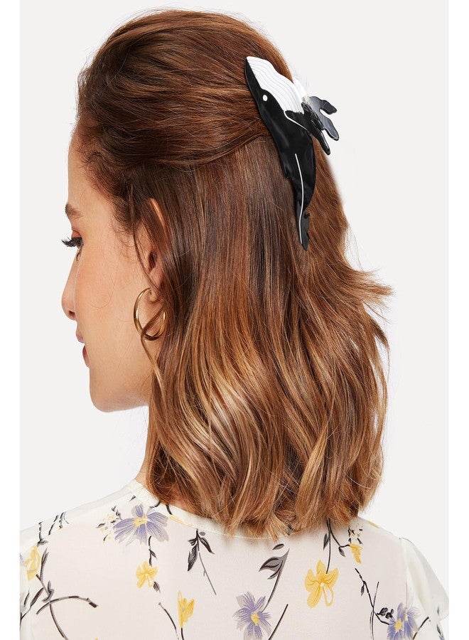 هابدو مشابك شعر على شكل حوت أسود، مشبك شعر هابدو اللطيف على شكل حيوان بحري للنساء والفتيات، إكسسوارات شعر بحرية من الأسيتات، هدية - Image 3