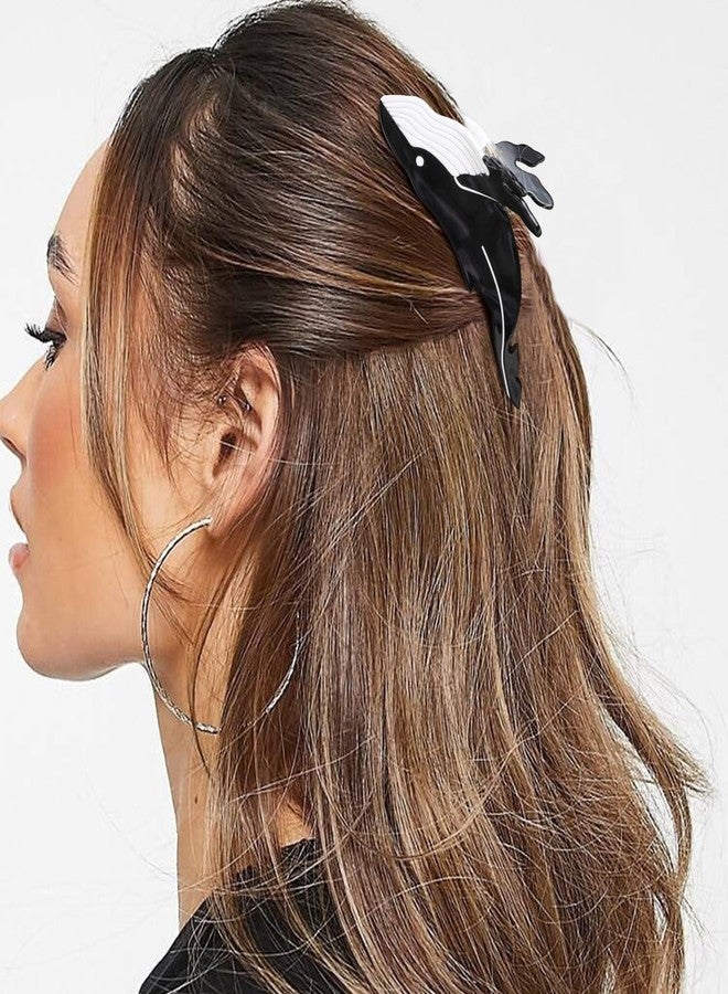 هابدو مشابك شعر على شكل حوت أسود، مشبك شعر هابدو اللطيف على شكل حيوان بحري للنساء والفتيات، إكسسوارات شعر بحرية من الأسيتات، هدية - Image 4