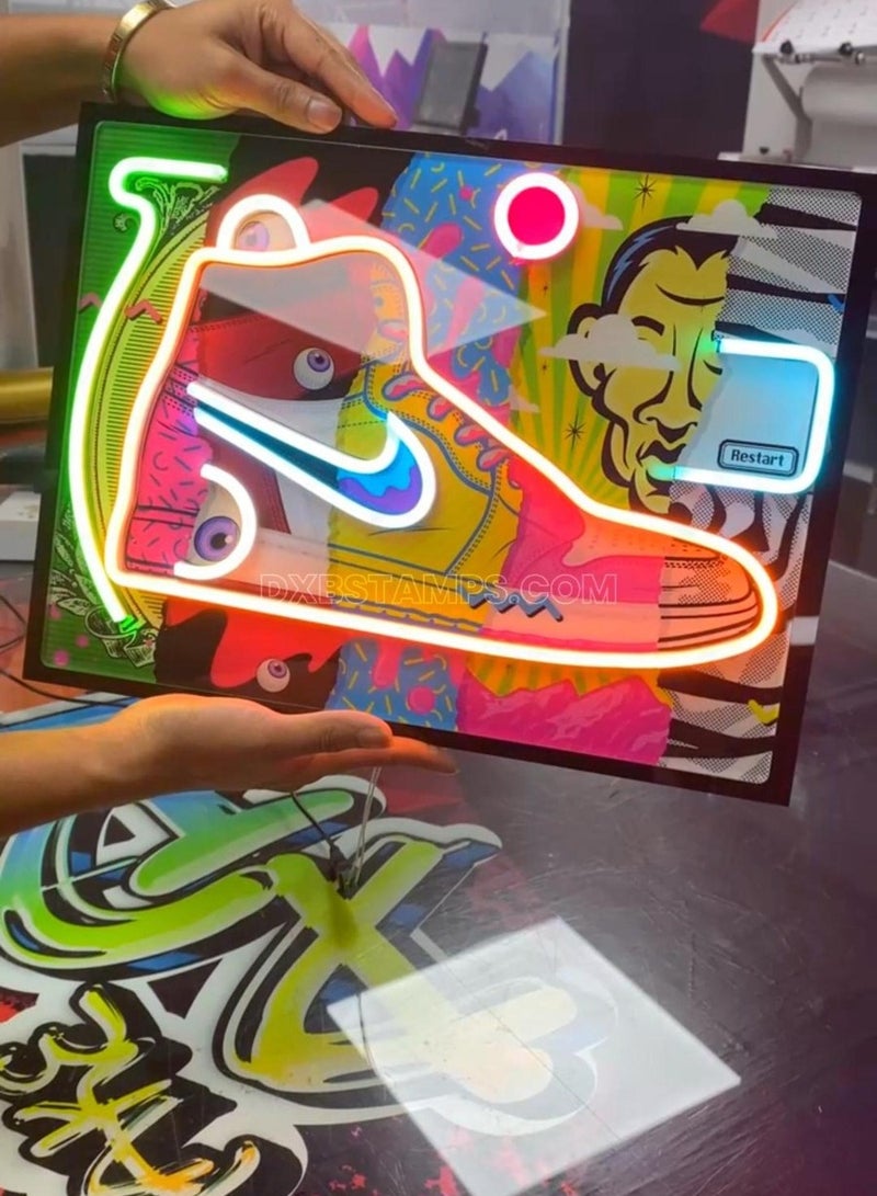 DXBSTAMPS Air Jordan LED Neon Sign for Wall Decoration, Gaming Room Wall Decor, Gaming Style Sneakers, 40 x 30 cm, 15.74 x 11.81 Inches With Wall Mount - Image 4