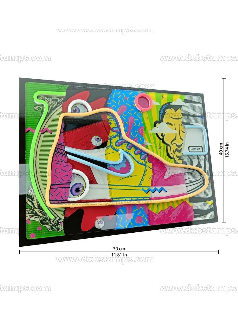 DXBSTAMPS Air Jordan LED Neon Sign for Wall Decoration, Gaming Room Wall Decor, Gaming Style Sneakers, 40 x 30 cm, 15.74 x 11.81 Inches With Wall Mount - Image 2
