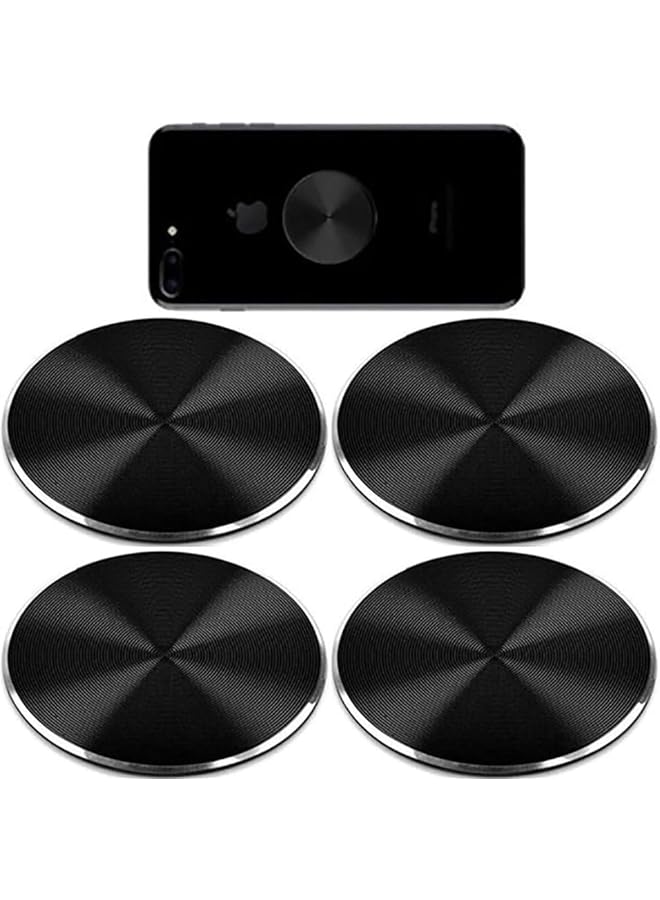 S-TOP 4 Pack Metal Plates Round Black Discs with Strong Adhesive for Magnetic Car Mount Phone Case Back, Universal Cell Phone Holder Stickers Without Holes - Image 1