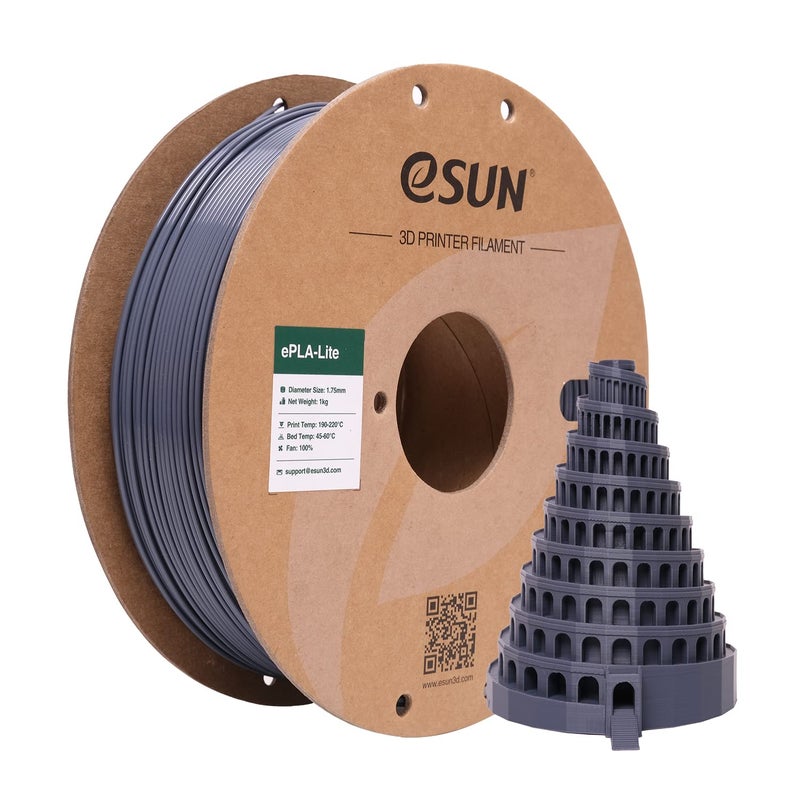 eSUN PLA Filament 1.75mm, High Toughness 3D Printer Filament Upgraded PLA Filament, Dimensional Accuracy +/- 0.03mm, 1KG Cardboard Spool (2.2 LBS) 3D Printing Filament for 3D Printers, Grey - Image 1