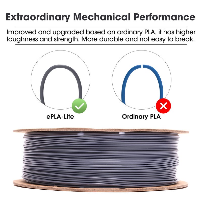 eSUN PLA Filament 1.75mm, High Toughness 3D Printer Filament Upgraded PLA Filament, Dimensional Accuracy +/- 0.03mm, 1KG Cardboard Spool (2.2 LBS) 3D Printing Filament for 3D Printers, Grey - Image 2