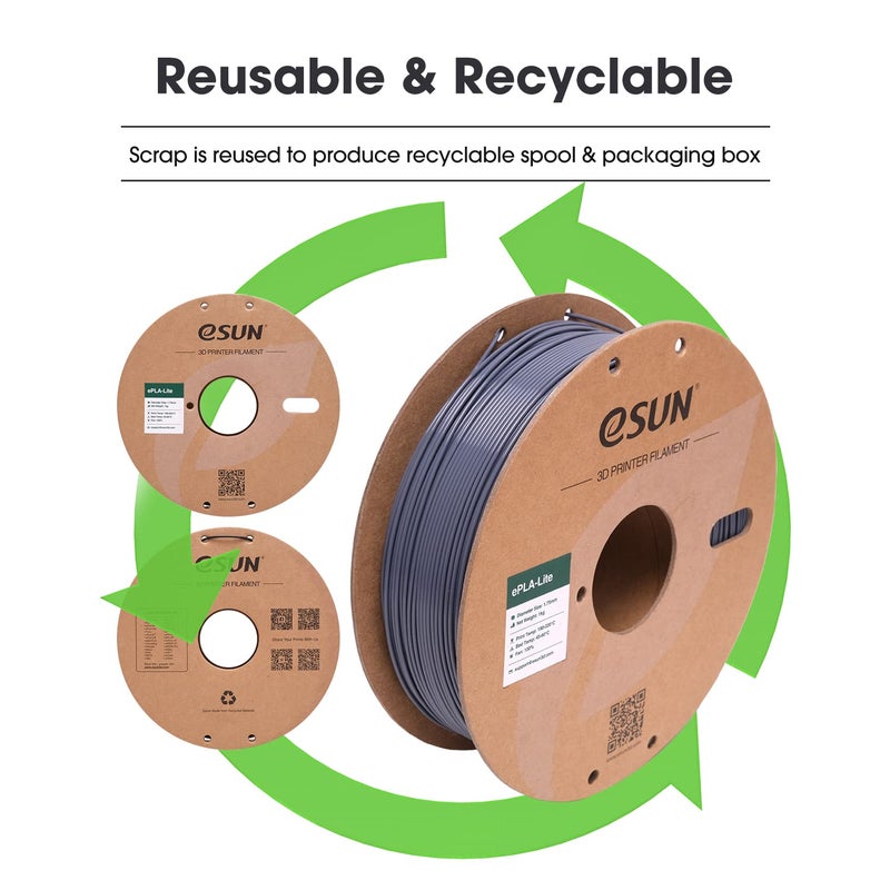 eSUN PLA Filament 1.75mm, High Toughness 3D Printer Filament Upgraded PLA Filament, Dimensional Accuracy +/- 0.03mm, 1KG Cardboard Spool (2.2 LBS) 3D Printing Filament for 3D Printers, Grey - Image 5