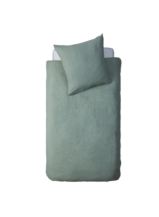 atmosphera Cotton Gaze Bed Linen Set Green 140 x 200 cm 195898D