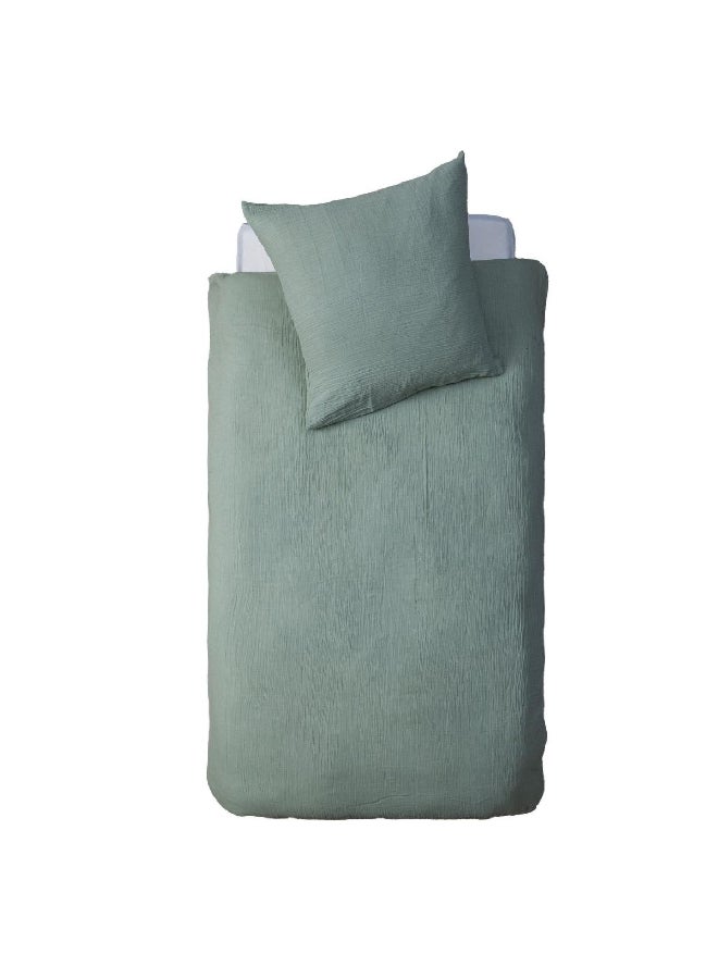 atmosphera Cotton Gaze Bed Linen Set Green 140 x 200 cm 195898D  - Image 1