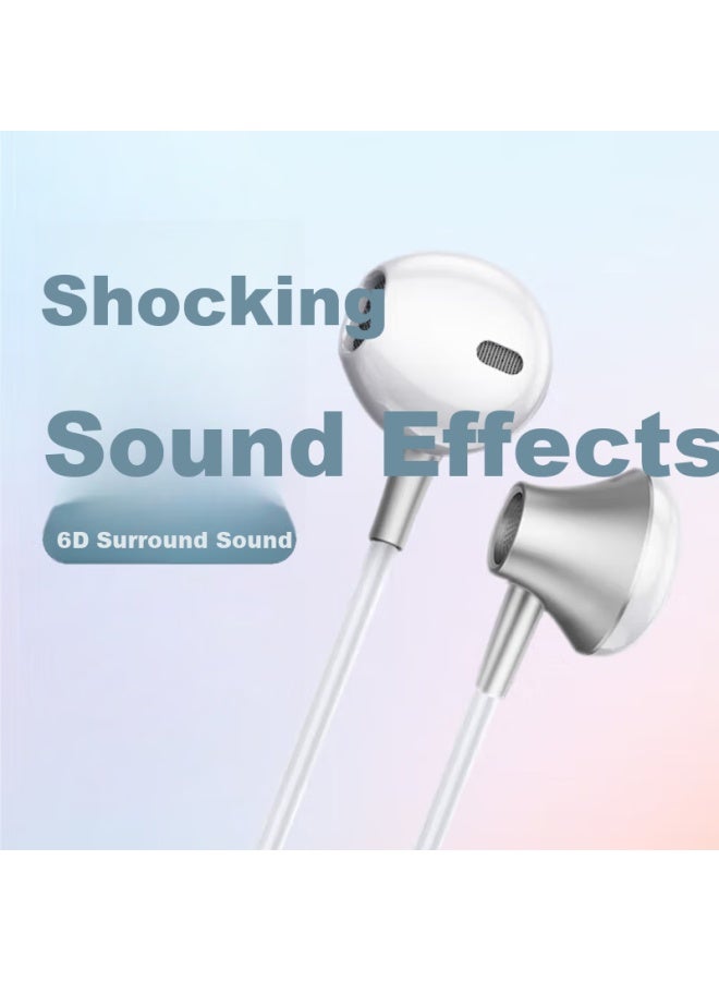 Yomo [Government Subsidy] Type-C Earphones Metal Wired Earphones Compatible With Apple, Huawei, Xiaomi, Oppo Phones Apple 15 And Above Models J108-White - Image 3
