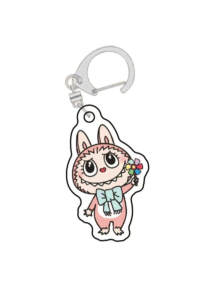 Generic LABUBU Acrylic Keychain Quirky Monster Double-Sided Cartoon Charm Accessories for Backpacks, Luggage & Gift Decor 