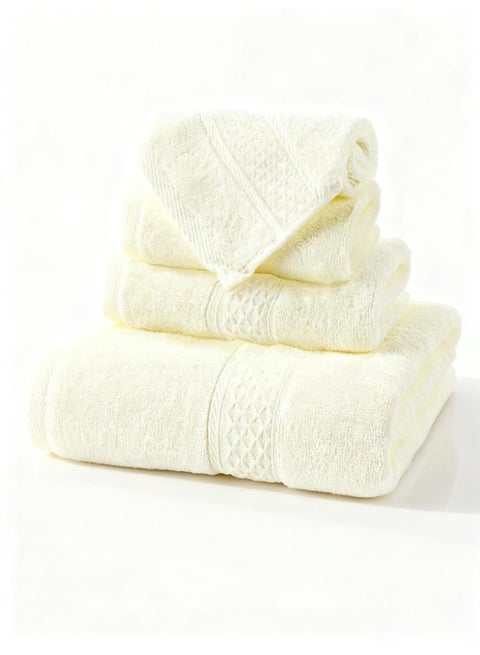 طقم مناشف فاخر مكون من 4 قطع، مناشف حمام ويد من 100٪ قطن – ناعمة، ماصة جدًا وسريعة الجفاف للاستخدام المنزلي أو كضيافة