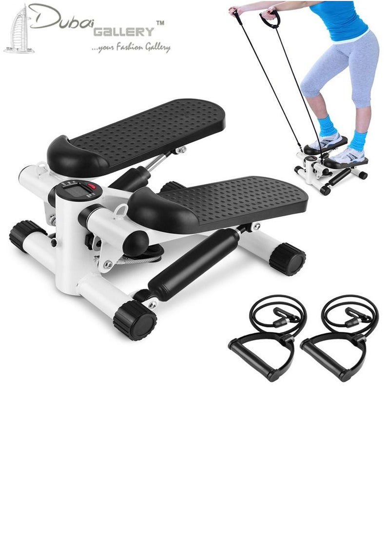DubaiGallery Mini Stepper With Resistance Band Fitness Step Ladder Home Exercise Equipment for Full Body Workout White  - Image 1