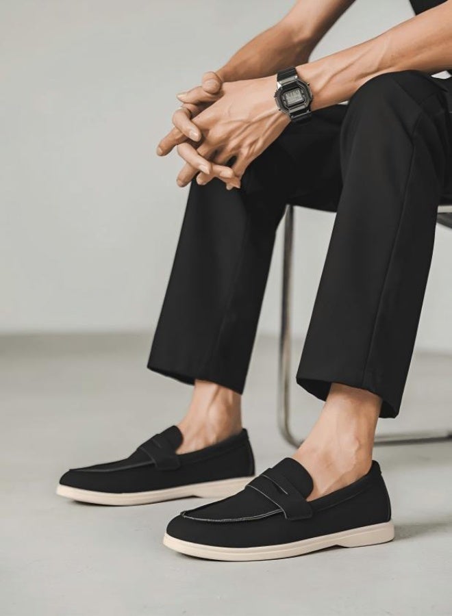 BERRYWELL Men's Shoes Oxfords Casual Flat Low Cut Loafers Black - Image 1