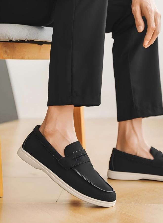 BERRYWELL Men's Shoes Oxfords Casual Flat Low Cut Loafers Black - Image 5