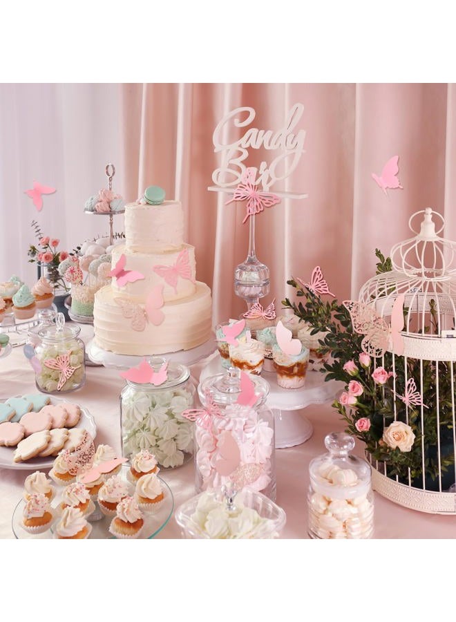 Outus 144 Pieces 3D Butterfly Wall Stickers Decor Butterfly Decals DIY Decorative Wall Art Cutouts Crafts Removable for Room Wedding Flower Party Decorations, 3 Styles (Pink) - Image 4