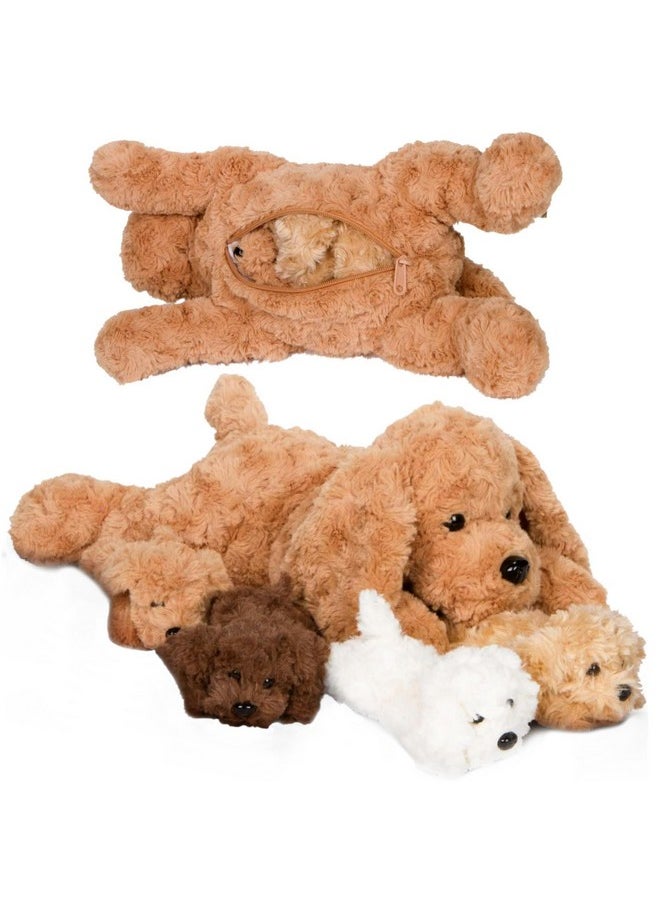 PixieCrush PixieCrush Adopt Me Dog Stuffed Animals for Girls Ages Three to Eight- Mommy Labradoodle with Four Puppies- Magical Dog Pillow Plushie - Enchanting Toy Dog Surprise for Imaginative Play  - Image 1