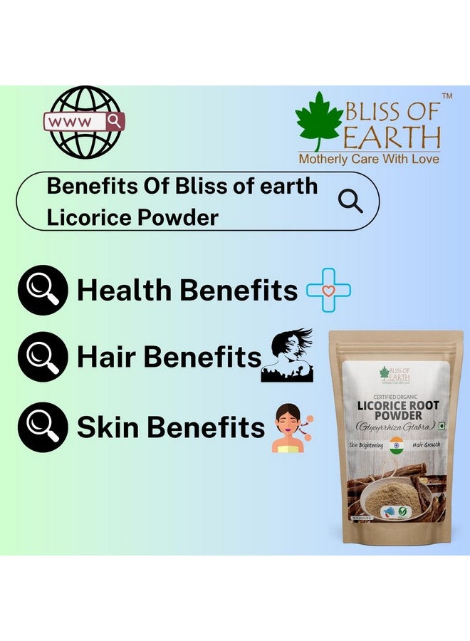 BLISS OF EARTH مسحوق جذور العرقسوس العضوي من بليس أوف إيرث للاستخدام مسحوق الموليثي للهضم وتفتيح البشرة والشعر والوجه 453 جرام - Image 3