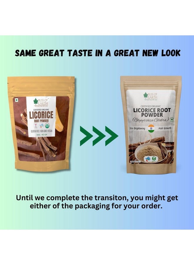 BLISS OF EARTH مسحوق جذور العرقسوس العضوي من بليس أوف إيرث للاستخدام مسحوق الموليثي للهضم وتفتيح البشرة والشعر والوجه 453 جرام - Image 2