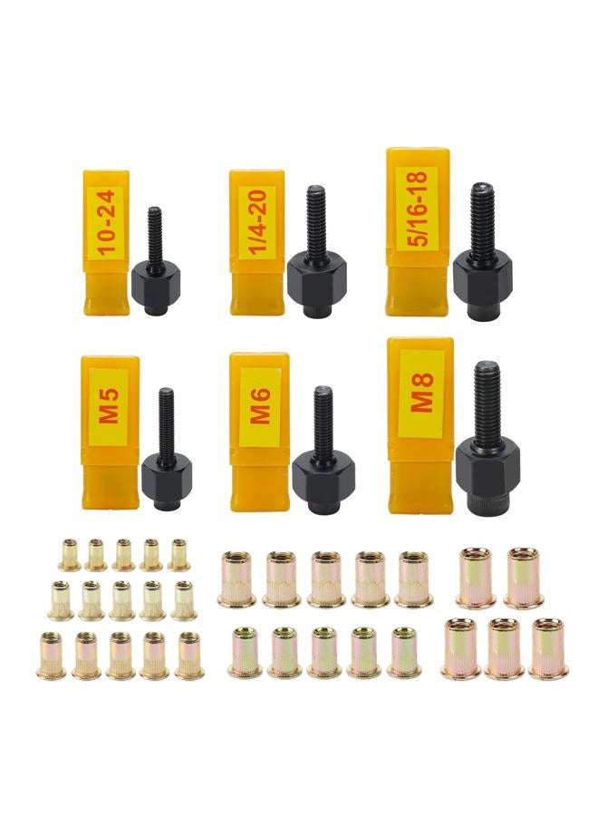 HIFESON Hand Rivet Nut Tool, Rivnut Tool - Metric & SAE with 30pcs Steel Rivet Nuts，Rivet Nut Kit with Sturdy Case Packed, Designed for Tight Space (Steel) - Image 1