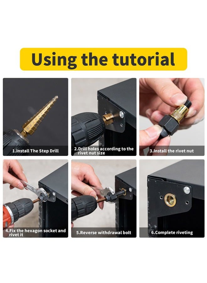 HIFESON Hand Rivet Nut Tool, Rivnut Tool - Metric & SAE with 30pcs Steel Rivet Nuts，Rivet Nut Kit with Sturdy Case Packed, Designed for Tight Space (Steel) - Image 4