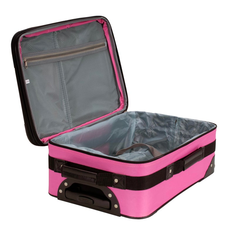 Rockland Fashion Softside Upright Luggage Set,Expandable,Lightweight,Telescopic Handle,Wheel, Pink Cross, 2-Piece Set (14/19) - Image 4