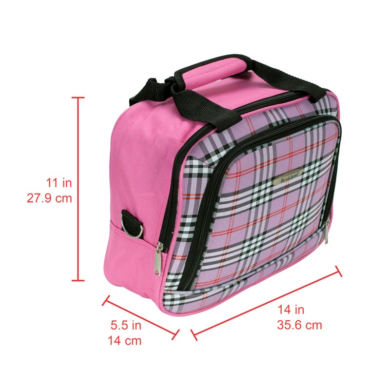 Rockland Fashion Softside Upright Luggage Set,Expandable,Lightweight,Telescopic Handle,Wheel, Pink Cross, 2-Piece Set (14/19) - Image 2