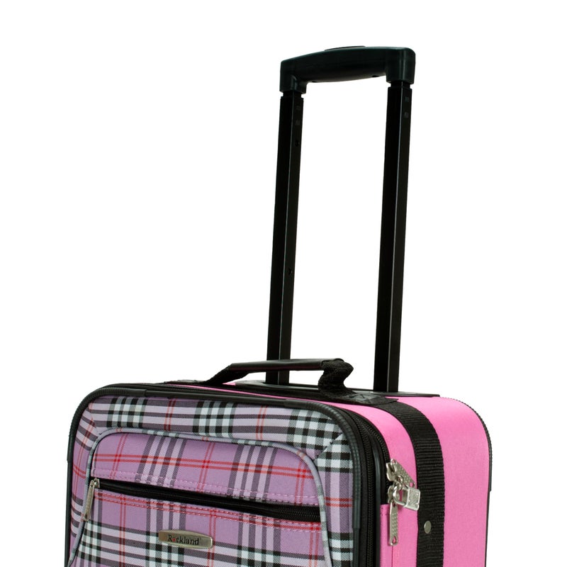 Rockland Fashion Softside Upright Luggage Set,Expandable,Lightweight,Telescopic Handle,Wheel, Pink Cross, 2-Piece Set (14/19) - Image 5