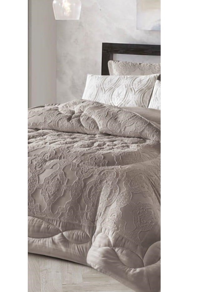 AKD Double bed sheet set with a luxurious pattern, made of microfiber, 6 pieces, old size: 1- Duvet 260*240cm, 1- Fitted sheet 200*200*30cm, 2- Decorative pillowcases 75*50*5cm, 2- Pillowcases 75*50cm. - Image 3