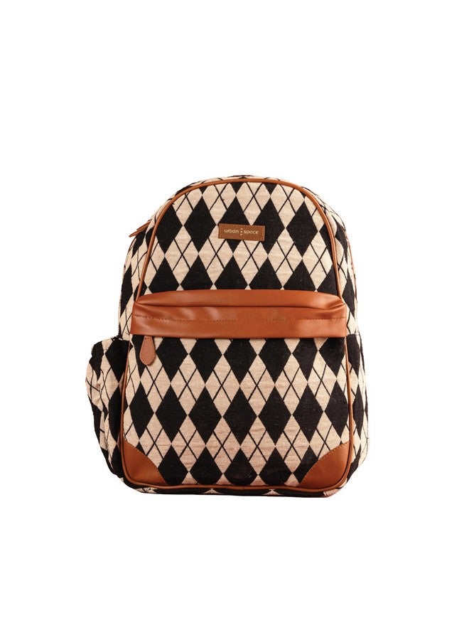 Urban Space حقيبة ظهر مصنوعة يدويًا من أوربان سبيس، متوافقة مع لابتوب يصل حجمه إلى 16 بوصة، حقيبة سفر للجنسين، مصنوعة من قماش قطن متين، حقيبة كلاسيكية للسفر، المكتب، الكلية، والاستخدام اليومي - الماس الأسود - Image 1