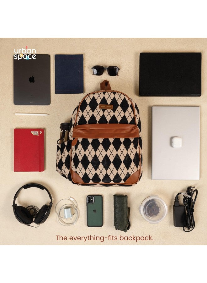Urban Space حقيبة ظهر مصنوعة يدويًا من أوربان سبيس، متوافقة مع لابتوب يصل حجمه إلى 16 بوصة، حقيبة سفر للجنسين، مصنوعة من قماش قطن متين، حقيبة كلاسيكية للسفر، المكتب، الكلية، والاستخدام اليومي - الماس الأسود - Image 5