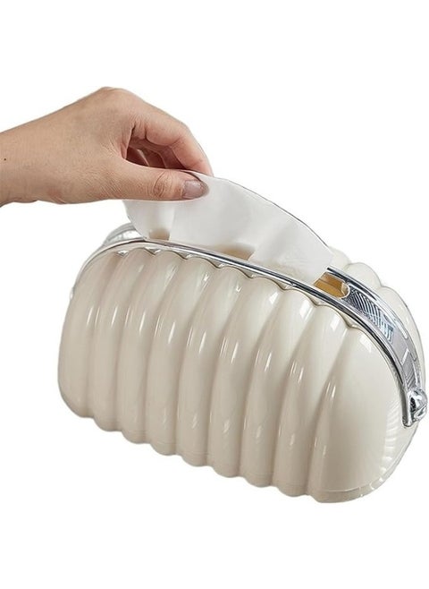 Plastic tissue holder in the shape of a bag