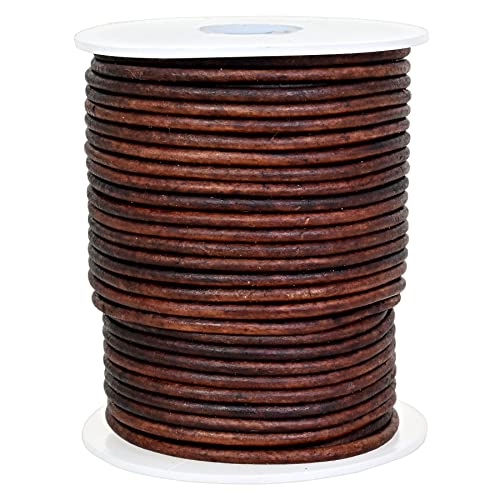 GENIQUE Real/Genuine Round Leather Cord for Jewelry Making, Leather String Cord for Crafting, Necklace, Bracelets, Braiding, Wraps (2mm, Antique Brown Distressed) - Image 2