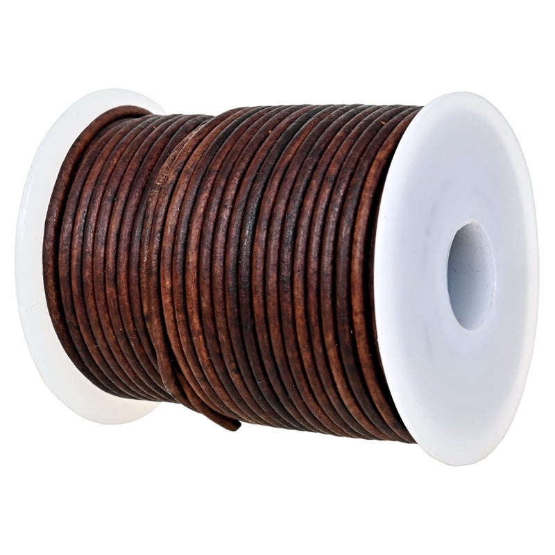 GENIQUE Real/Genuine Round Leather Cord for Jewelry Making, Leather String Cord for Crafting, Necklace, Bracelets, Braiding, Wraps (2mm, Antique Brown Distressed) - Image 5