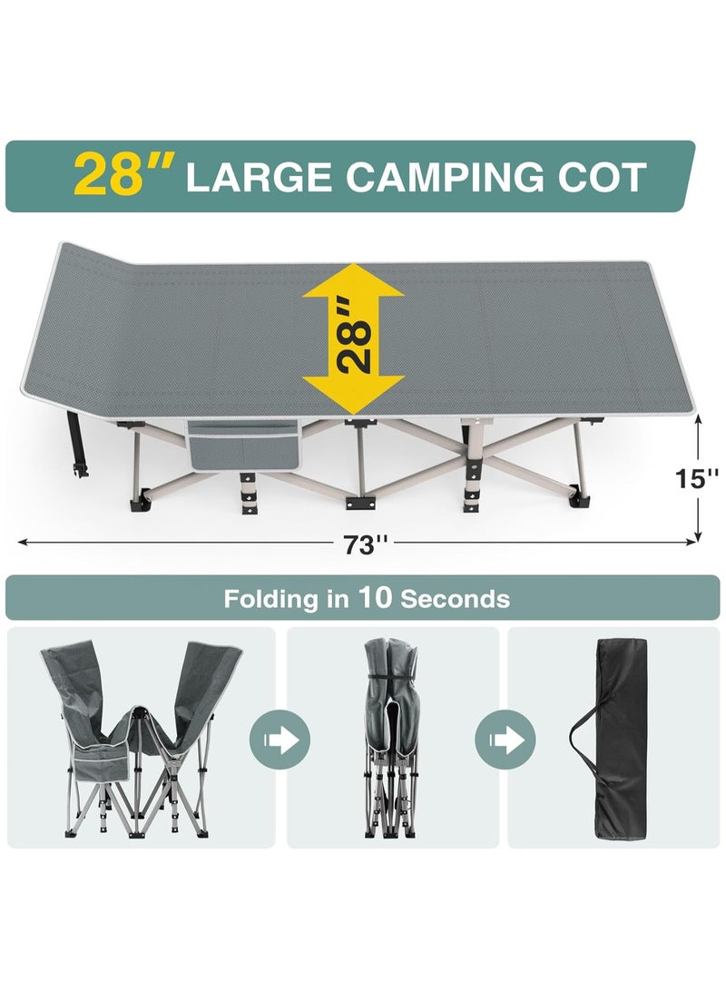 Adult Camping Cot, Heavy-Duty Portable Folding Cot with Mattress, Ideal for camping, travel, tent stays, day beds, and home guest use. Foldable padded sleeping cot with 226KG max load capacity - Image 2