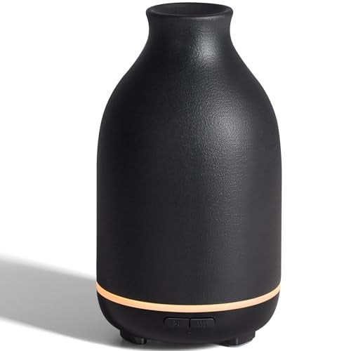 InnoGear Essential Oil Diffuser 150ml Ceramic Stone Diffuser Handcrafted Aromatherapy Diffusers Ultrasonic Cool Mist Humidifier Vaporizor with 2 Mist Modes Waterless Auto Off for Room Office Black - Image 1