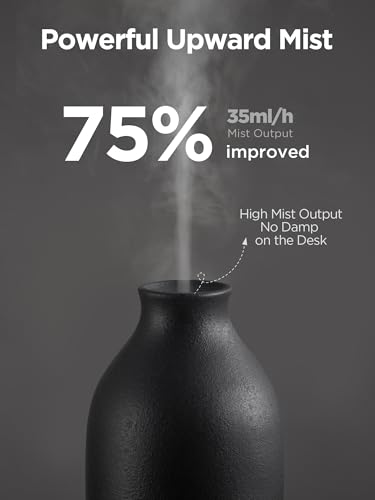 InnoGear Essential Oil Diffuser 150ml Ceramic Stone Diffuser Handcrafted Aromatherapy Diffusers Ultrasonic Cool Mist Humidifier Vaporizor with 2 Mist Modes Waterless Auto Off for Room Office Black - Image 3
