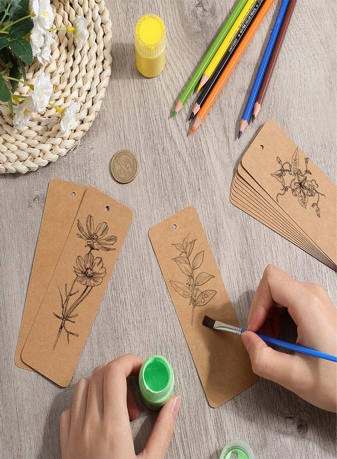 SOFPLATE 150Pcs 6 x 2 Inch Paper Blank Bookmarks Card Stock Bookmarks Blank Brown Paper Gift Tags with Hole Rectangle Kraftpaper Book Marks for Painting Hanging Labels Decor DIY Art Crafts Projects - Image 3