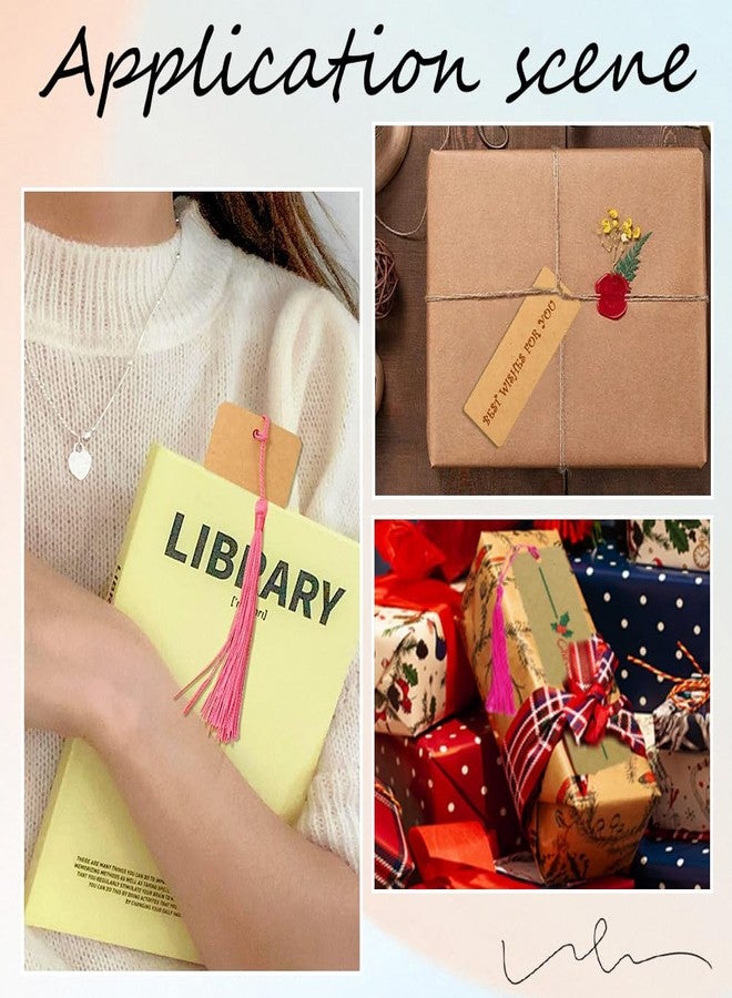 SOFPLATE 150Pcs 6 x 2 Inch Paper Blank Bookmarks Card Stock Bookmarks Blank Brown Paper Gift Tags with Hole Rectangle Kraftpaper Book Marks for Painting Hanging Labels Decor DIY Art Crafts Projects - Image 5