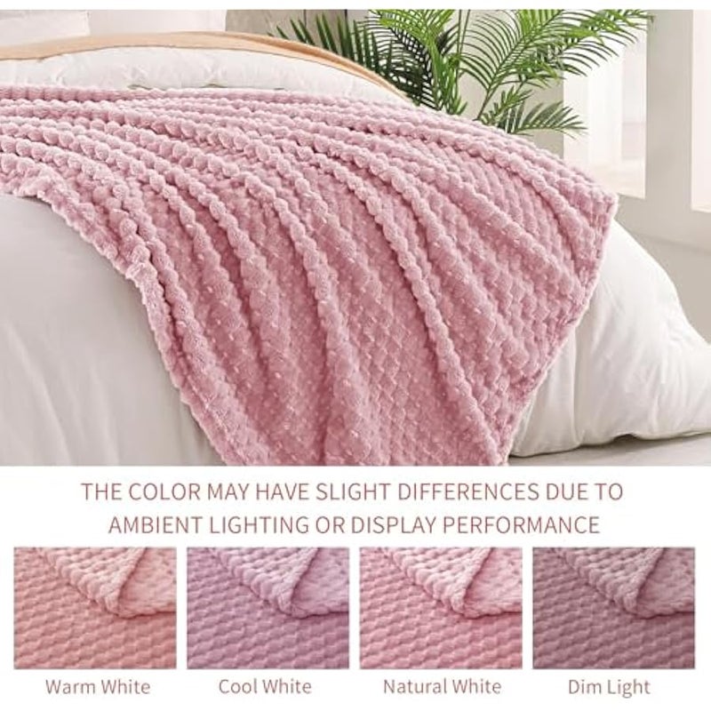 Loquat Extra Large Soft Fleece Throw Blanket, 50x70 Inches Stylish Jacquard Throw Blanket for Couch, Fuzzy Cozy Lightweight for All Season, Dusty Pink - Image 4