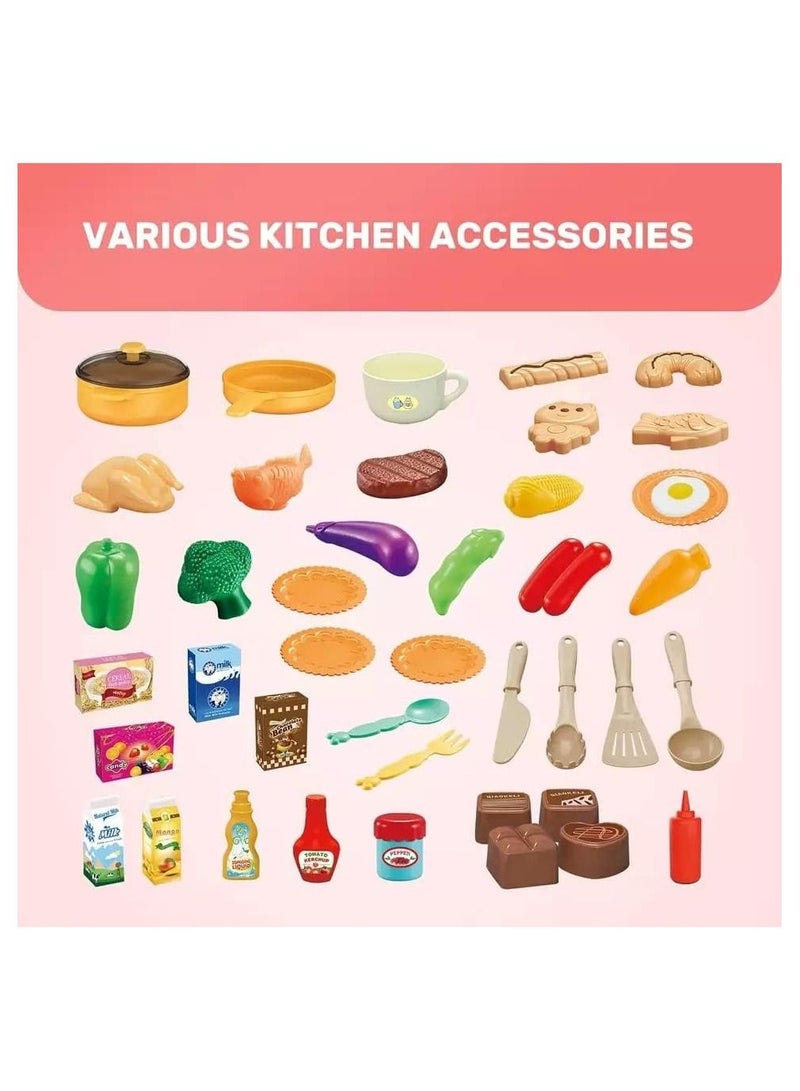 Nano Classic Kids Kitchen Set 69cm Tall -Pretend Play House Children Toy 42 Pcs Kitchen Set Toy For Girls - Image 5