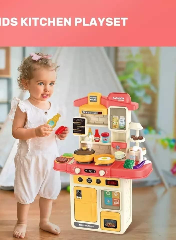 Nano Classic Kids Kitchen Set 69cm Tall -Pretend Play House Children Toy 42 Pcs Kitchen Set Toy For Girls - Image 2