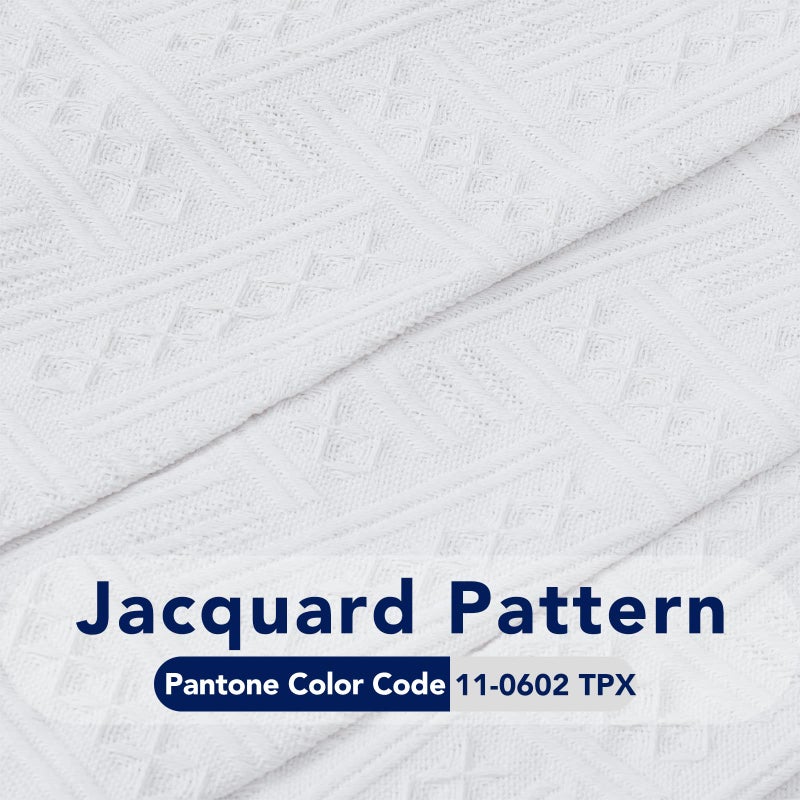 PureFit Geometric Jacquard Throw Sofa Cover - Textured Soft Washable Decorative Couch Covers for 3 Cushion Couch  Throw Cover with Tassels Furniture Protector for Pets  Kids (Small  White) - Image 5