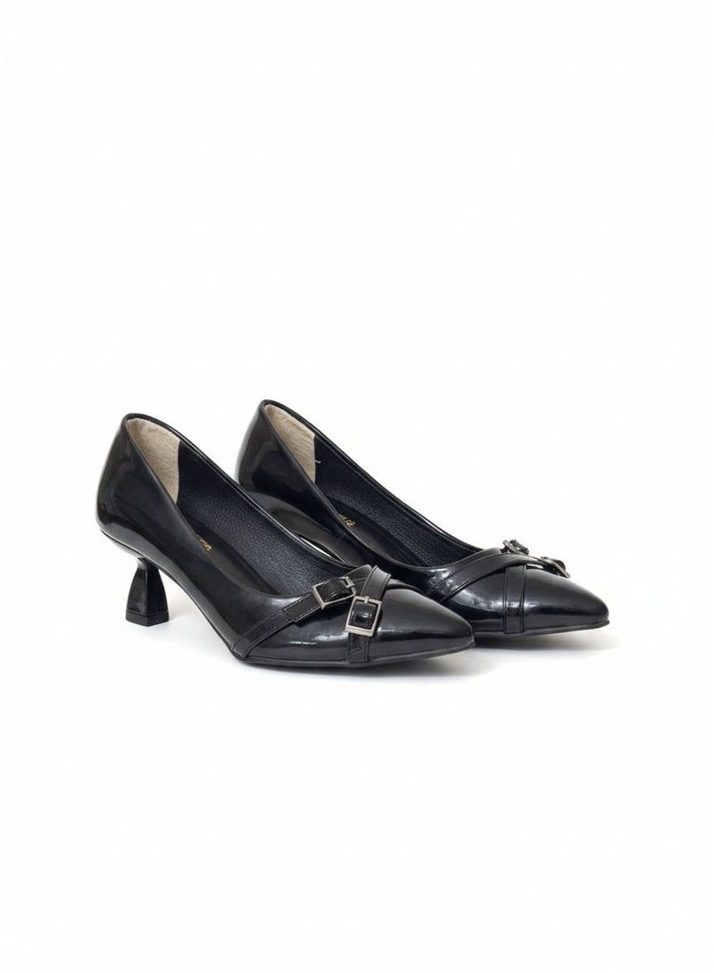 لايف ستيلاش  حذاء كعب بابزيم جلد - اسود  GZ-902 - Image 2