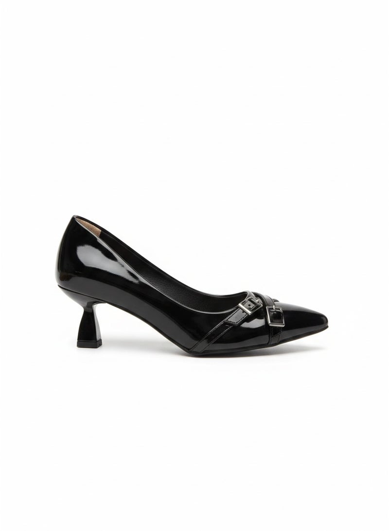 لايف ستيلاش  حذاء كعب بابزيم جلد - اسود  GZ-902 - Image 4